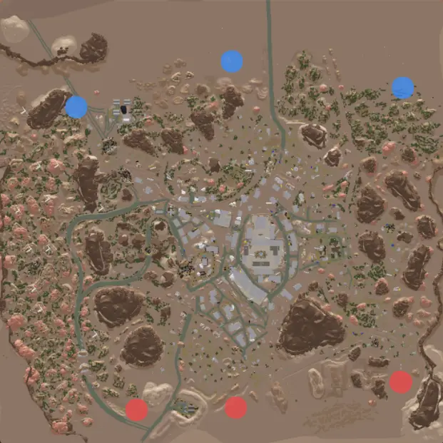Red Desert Central map in Cursed Tank Simulator